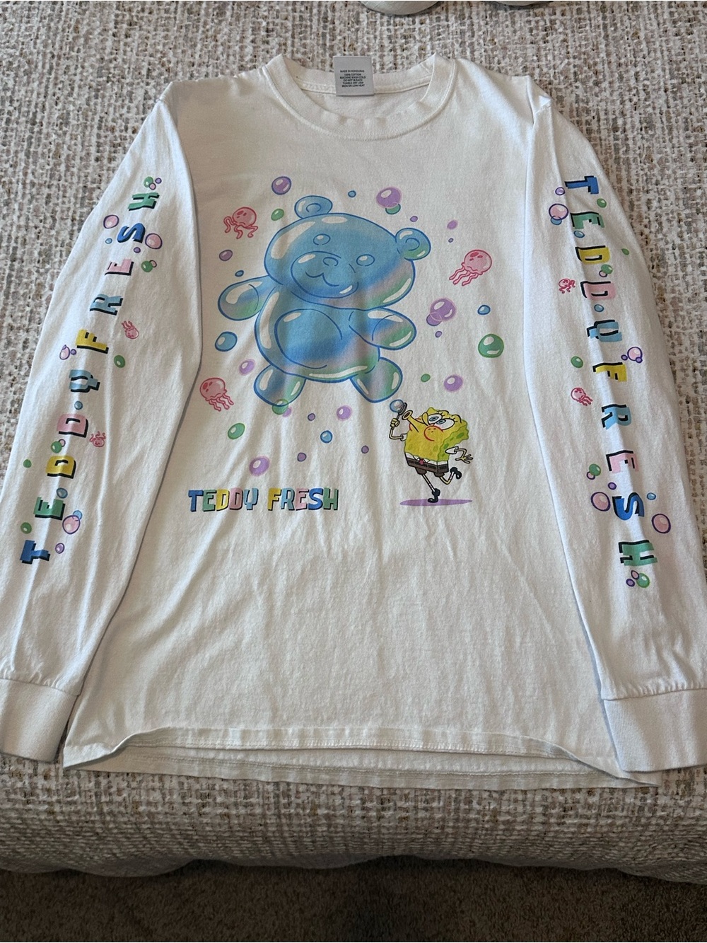 Teddy Fresh x SpongeBob White Long-Sleeved Tee